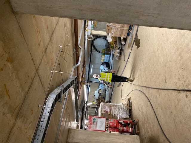 Site walkthrough during commercial electrical project