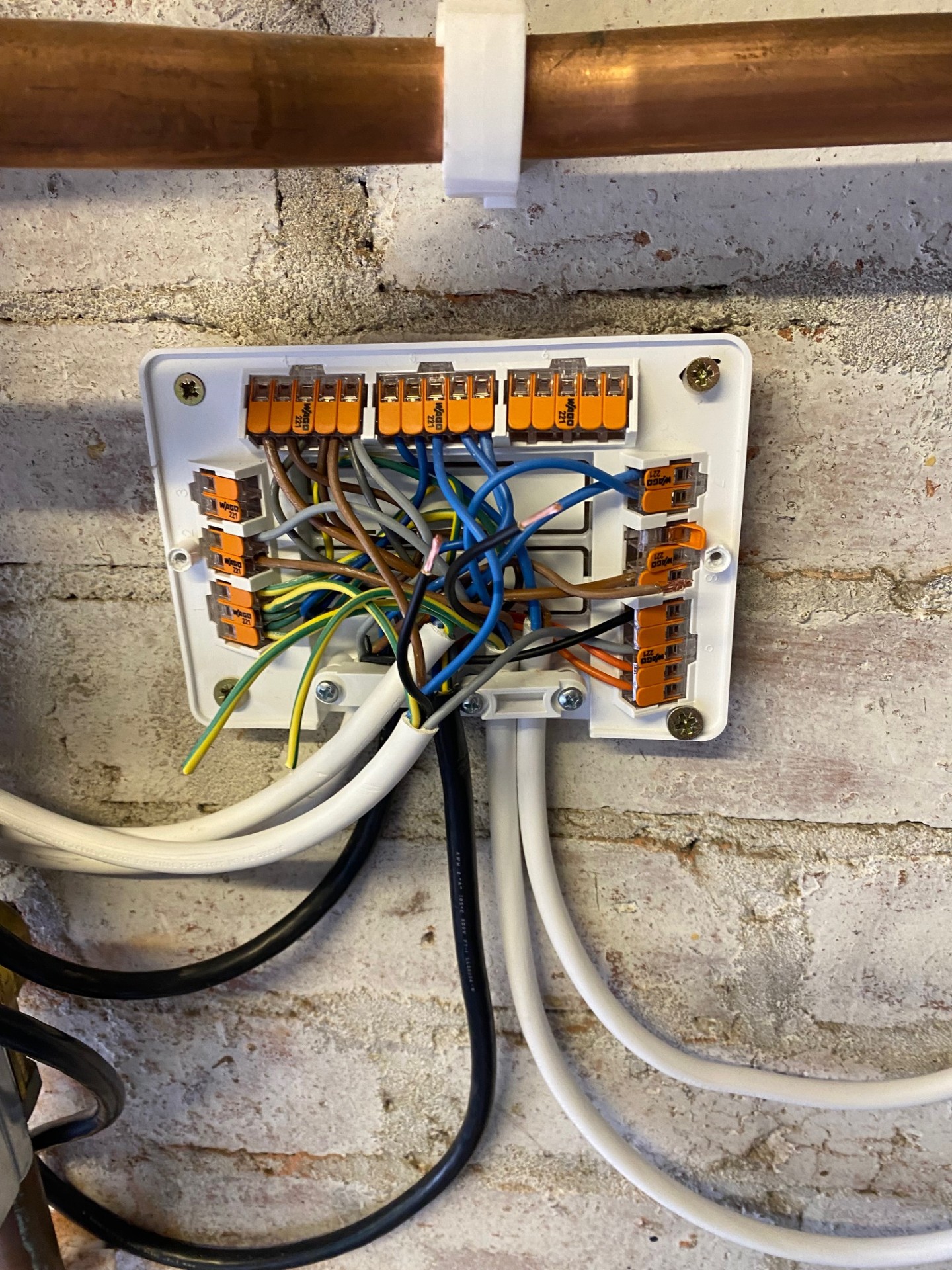 Wago lever connectors used in modern electrical installation